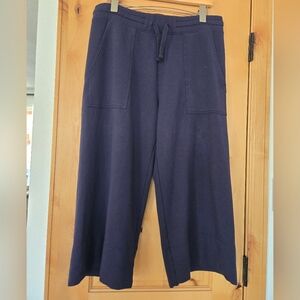 Quince Dark Blue Cropped Wide-Leg Pants Large